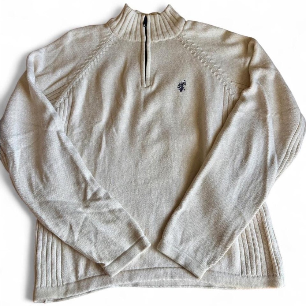 U.S. Polo Assn. Cream Half-Zip Mock Neck Sweater